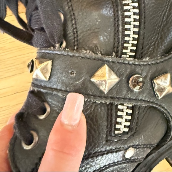 Ash Black Combat Boots with Silver Studs - Picture 12 of 13